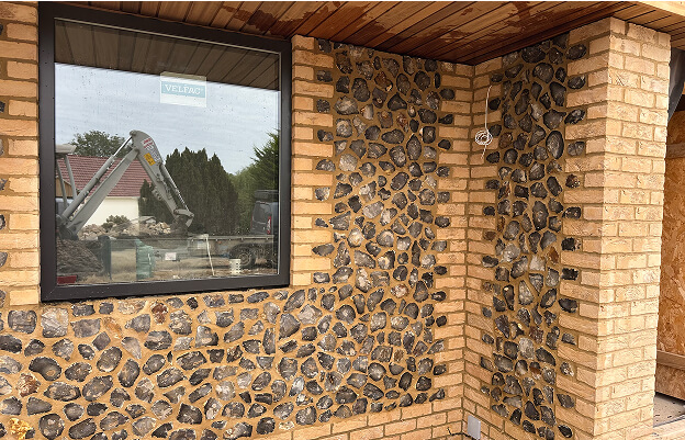 Flintwork house exterior window detail